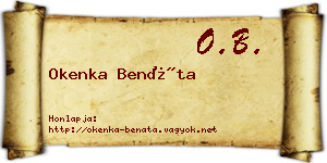 Okenka Benáta névjegykártya